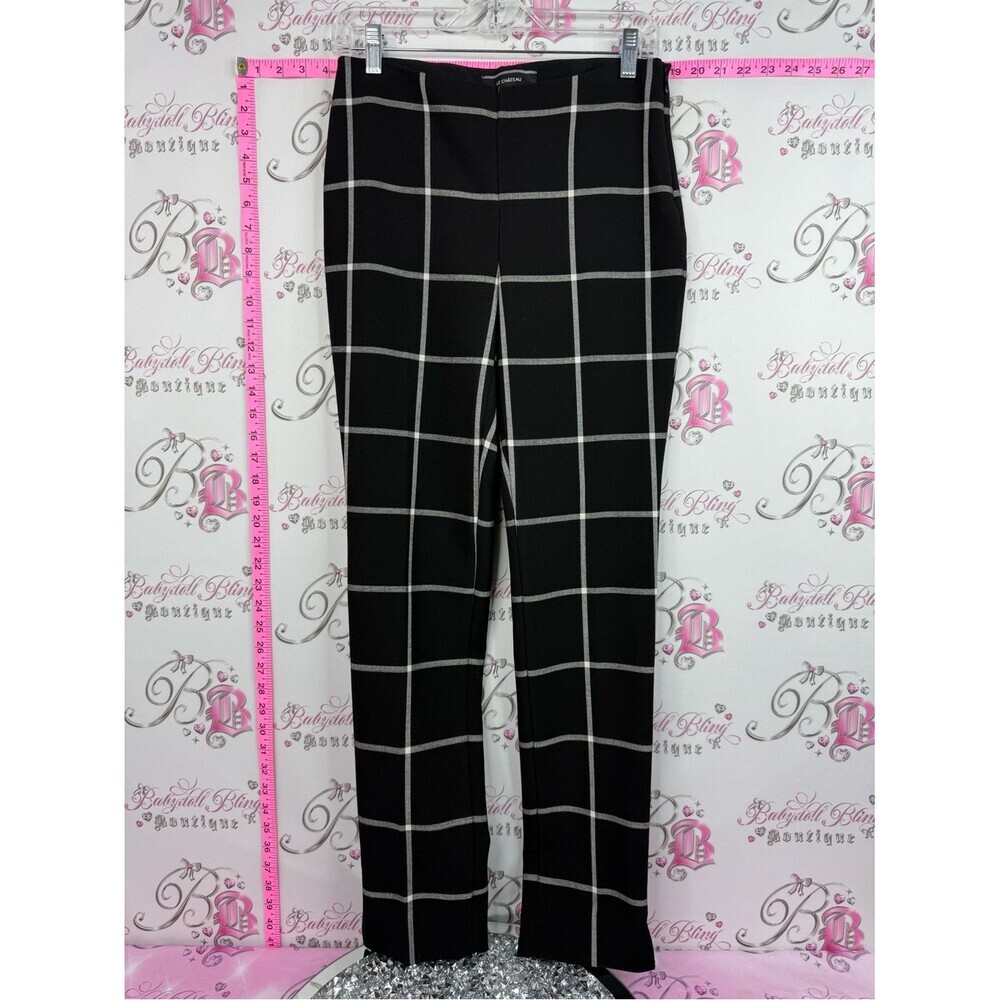 le chateau Black Straight-Leg Windowpane Pants
